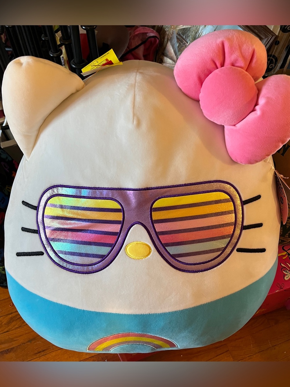 Hello Kitty Squishmallow 20” Rainbow Sunglasses 2021 Kellytoy Sanrio Tags